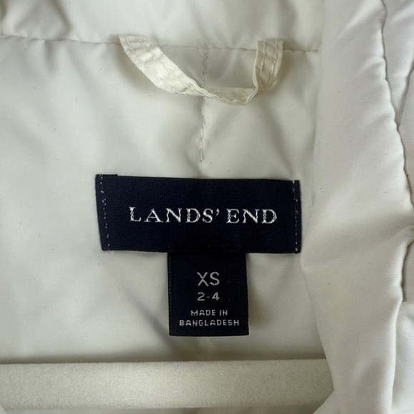Lands' End Stylish Cream Goosedown Snap Buttons Side Pockets XS Puffer Vest - Picture 3 of 7